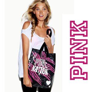 Victoria's Secret PINK | "PINK NATION" Black and Pink Zebra Sequin Tote Bag